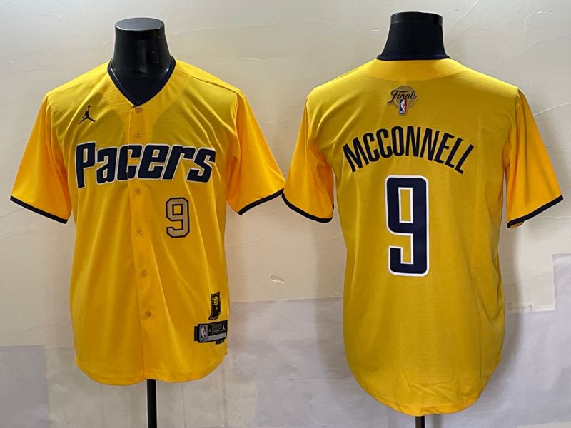 Men 2025 Indiana Pacers 9 Mcconnell Yellow Joint Name NBA Jersey style 27